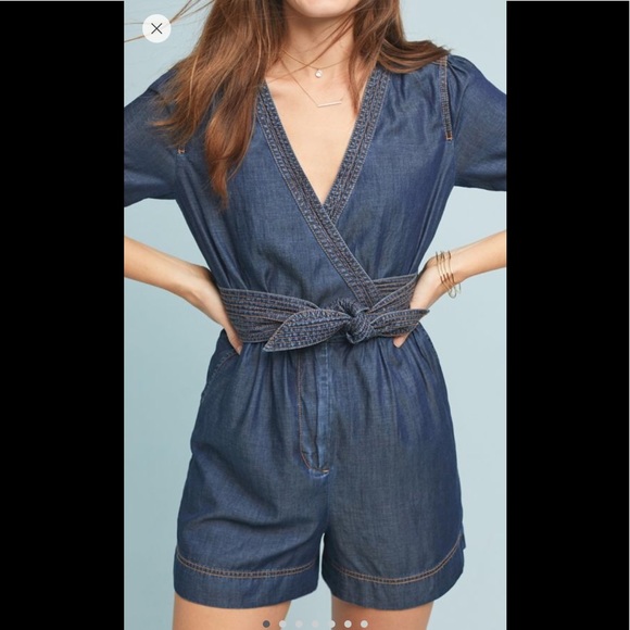 Anthropologie Pants - Anthropologie Pilcro Belted Denim Romper Anthropologie Pants - Anthropologie Pilcro Belted Denim Romper